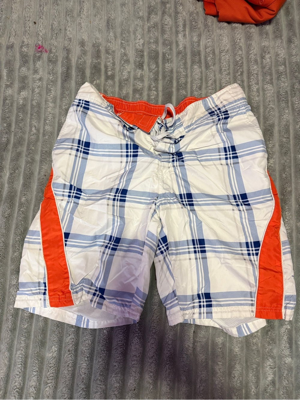 gators Men's White & Blue Plaid Swim Trunks with Orange Accents